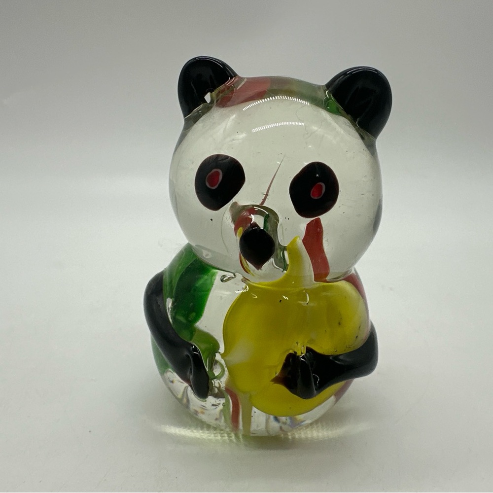 Art Glass Panda Paperweight